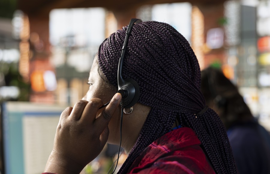 Skiip support agent on a headset call, ready to help
